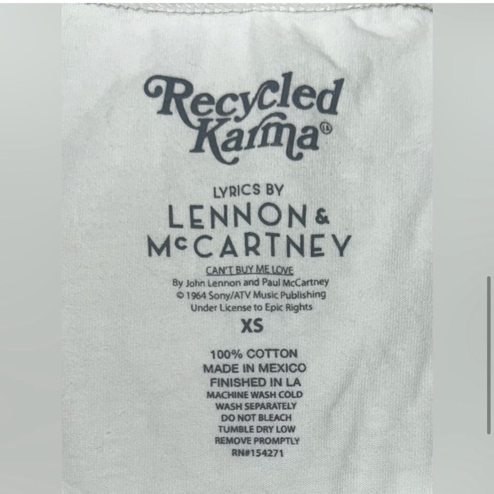 NWT Recycled Karma Can't Buy Me Love White Graphic Cotton Oversized T-Shirt XS - Picture 5 of 7